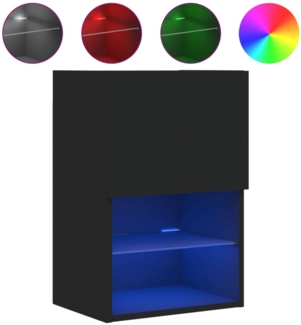 TV-Schrank Lowboard TV mit LED-Leuchten Schwarz 40,5x30x60 cm