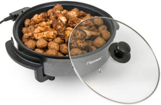 bestron Elektrische Partypfanne AHP1200, 1500 W, Braten, Backen & Warmhalten mit Deckel