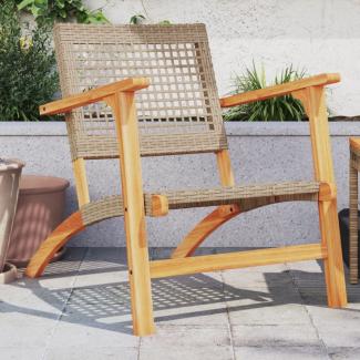 vidaXL Gartenstühle 2 Stk. Beige Poly Rattan und Akazienholz 365869