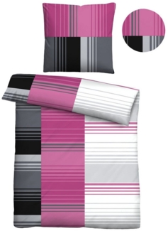 Traumhaft schlafen - Castell - Markenbettwäsche Baumwoll Renforce Bettwäsche 0040561 STREIFENMIX, brombeer, 1x 135x200 cm + 1x 80x80 cm