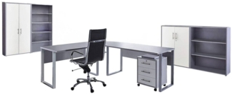 BMG Möbel Büromöbel-Set Office Edition Set 1, (Büro Sparset, 6-tlg), Schränke abschließbar, Regale mit verstellbaren Einlegeböden