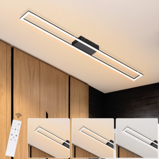 ZMH Deckenlampe LED Wohnzimmer Deckenleuchte: 108CM Schwarz Wohnzimmerlampe Modern 40W Schlafzimmerlampe Dimmbar mit Fernbedienung Deckenbeleuchtung Küchenlampe für Schlafzimmer Büro Flur