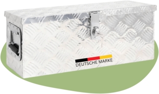 DELUKE® Aluminiumbox mit Deckel - Abschließbar | Alubox Deichselbox Alu Anhängerbox Werkzeugkiste Metall Transportbox Metallkiste, 60x23,5x23cm Silber