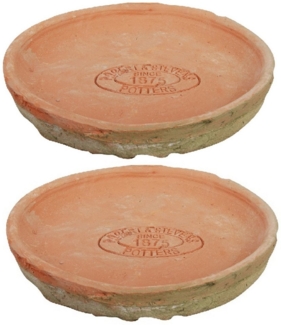 Dekowunder Übertopf 2er Set Aged Terracotta Untersetzer rund Ø 16,4 cm Planzen Blumen Topf