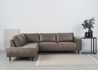 Places of Style Ecksofa Fumone, Lederoptik oder Soft-Touch Chenille, Breite 260, mit schwarzen Massivholzfüßen