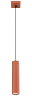 Licht-Erlebnisse Pendelleuchte BERTA, ohne Leuchtmittel, Aluminium GU10 8 cm breit H: max. 118 cm Ockerrot Modern Hängelampe