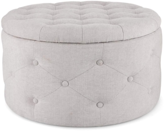 Pouf Ernestine aus Stoff, Hellgrau, 70x70x40 cm