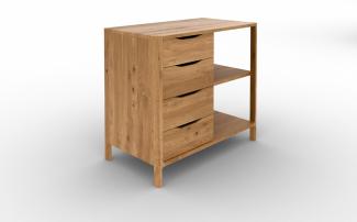 Kommode Swig aus Wildeiche massiv geölt 95x50 cm mit 4 Schubladen und 2 Fächern