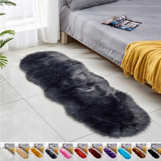 Jibenhome Teppich Hochflor-Teppich Kunstfell,Weich Fellteppich,Shaggy Teppiche,Waschbar, 60 X 180cm für Stühle,Sofas,Kissen,Wohnzimmer,Wohndeko