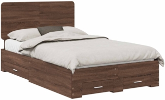 vidaXL Bettrahmen Braun Eichen-Optik 135x190 cm Holzwerkstoff 3412798