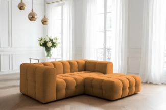 Ecksofa Designersofa SOLVIE XS in Stoff Moly Orange Ottomane Rechts