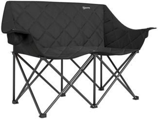 Outsunny Campingstuhl mit Kühltaschen, Tragetasche (2 Sitzer Faltstuhl, 1 St), bis 250kg belastbar, für Garten Camping Strand