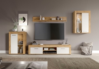INOSIGN Wohnwand Aosta, 4-tlg, bestehend aus: 2x Vitrine, Lowboard & Wandboard, (4-St), Wohnwand, Kombination, Anbauwand, Möbel Set, Schrankwand, Möbel Kombi