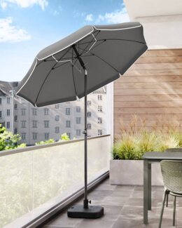 Sonnenschirm für Strand mit Tragetasche, ohne Ständer, UV-Schutz bis UPF 50+, Stahl grau, Ø 200 cm