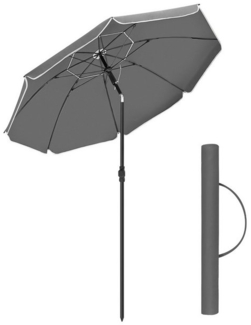 Sonnenschirm für Strand mit Tragetasche, ohne Ständer, UV-Schutz bis UPF 50+, Stahl grau, Ø 200 cm