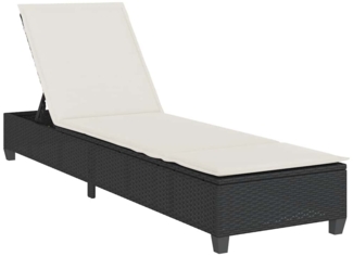 vidaXL Sonnenliege mit Auflagen Schwarz 55x200x25,5cm Poly Rattan 4104093