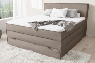 99rooms Santiago Boxspringbett Beige Velours SORO 120x200 cm Bonell-Federung
