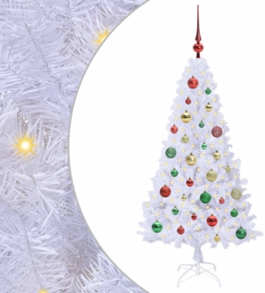 vidaXL Künstlicher Weihnachtsbaum Weiß 120 cm PVC und Stahl 3426757