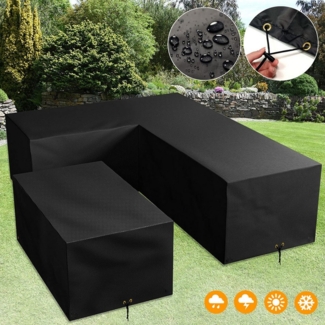 LMaxhome Gartenmöbel-Schutzhülle L-Form Abdeckhaube 420D Oxford Wasserdicht Ecksofa Abdeckplane Anti-UV (5 Grössen, 1-St, Premium Schutzhülle), Schwerlast Winddicht Staubschutzhüllen Abdeckung für Outdoor Lounge