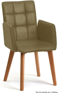 Armlehnstuhl (4er-Set) Dareia 52 x 91 x 60 Eiche geölt/Olivgrün