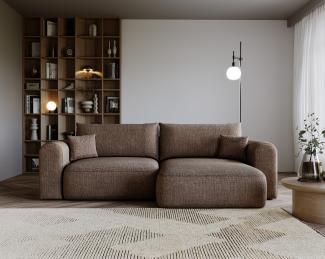 Ecksofa L-form, Couch mit Schlaffunktion und Bettkaste - NELSON - Braun Stoff