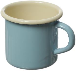 Krüger Becher - Blechbecher emailliert - D: 8cm - 0,35L - pastellblau, creme