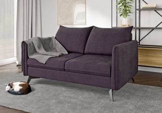 S-Style Möbel 2-Sitzer Sofa Azalea mit Schwarz Metall Füßen aus Luxusmicrofaser, mit Wellenfederung