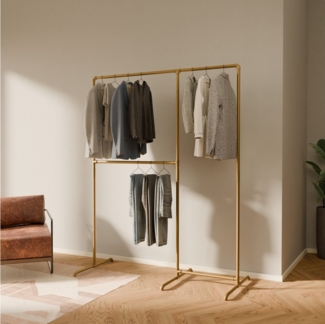 pamo. design Kleiderständer Kleiderständer LAS gold - freistehende Garderobe, kratzfeste & platzsparende Kleiderstange, stabil, einfache Montage