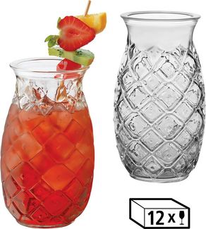 LIBBEY Cocktailglas Libbey Trinkglas, 12er Set -TIKI- im Ananas-Design, 12-tlg, Glas, 502 ml, hochwertig verarbeitet, im modernen Design
