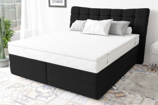 99rooms Santorini Boxspringbett Strukturstoff INARI Schwarz 140x200 cm Bonell-Federung