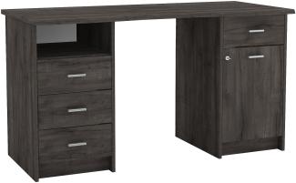 Schreibtisch >Monaco 2< in schwarz aus Holzwerkstoff - 135x74x58cm (BxHxT)