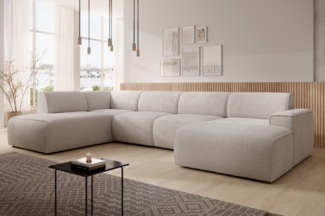 AX LIVING XXL Sofa U Form Didim Creme 415cm breit modern & großzügig L