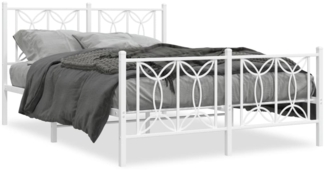vidaXL Bettgestell mit Kopf- und Fußteil Metall Weiß 140x190 cm 376195