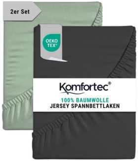 Komfortec Spannbettlaken Jersey Mehrfarbig, 100% Baumwolle, Gummizug: Rundum, (2 Stück), OEKO-TEX® Standard 100 Zertifisiert, für Matratzen bis 25 cm Höhe