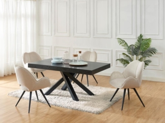 Vente-unique - Esstisch ausziehbar - 6 bis 10 Personen - MDF & Metall - Schwarz - CATONAV