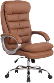 DELUKE® Bürostuhl SOUK - 116x68x77, Hellbraun Kunstleder Metall in Chromoptik Gestell ergonomische Bürostühle Homeoffice Stuhl mit Rollen