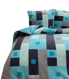 Buymax Bettwäsche Fleece Bettwäsche Winterbettwäsche London, Fleece, 3 teilig, 200x200 cm, Bettbezug Set, kuschelig warm, Karo-Muster, Türkis Grau