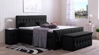 Meisterbetten Boxspringbett Cool 200x200 in WT-Schwarz, Matratzenbezug Nano, Komfortschaum-Topper