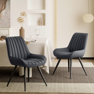 HawthyHome Esszimmerstuhl Stuhlset – 2er Set Polsterstühle, Moderner Küchenstuhl (2 St), mit Ergonomischer Rückenlehne und Metallbeinen