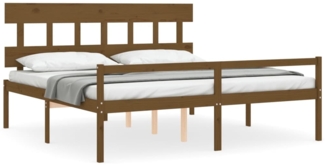 vidaXL Seniorenbett mit Kopfteil 200x200 cm Honigbraun Massivholz 3195439