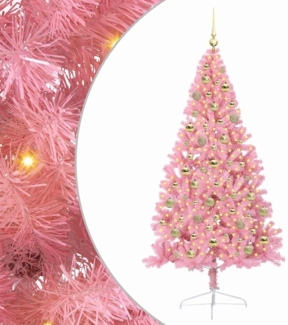 vidaXL Künstlicher vorbeleuchteter Weihnachtsbaum Rosa 210 cm PVC 3397093