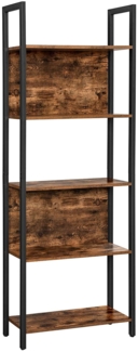Valora Regal, Bücherregal, rustikales braunes Stahl, 5-stufig