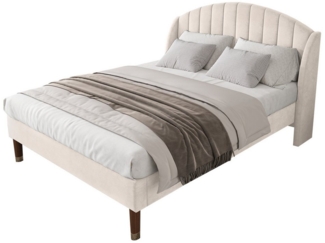 PHOEBE CAT Polsterbett (Massivholzbett mit Lattenrost und Kopfteil), Doppelbett 140x200 cm, Holzlattenunterstützung, Samt