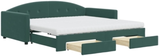 vidaXL Tagesbett Ausziehbar mit Schubladen Dunkelgrün 100x200 cm Samt 3197382