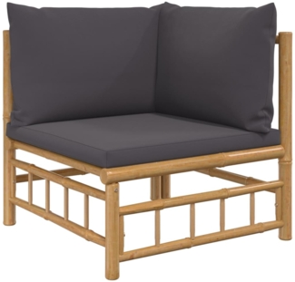 vidaXL Garten-Ecksofa mit Dunkelgrauen Kissen Bambus 362308