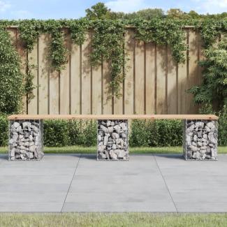 vidaXL Gartenbank aus Gabionen 203x31x42 cm Massivholz Kiefer 834332