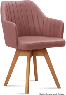 Armlehnstuhl drehbar (8er-Set) Dotty 58 x 81 x 60 Eiche geölt/Rosewood