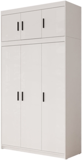 Kleiderschrank Elena 3D, mit Schrankaufsatz, Farbe: Weiß