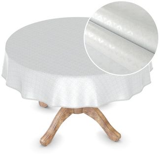 ANRO Tischdecke Wachstuchtischdecke MIMOSA Gartentischdecke (Einzelstück 1-tlg), Glatt Rund 100cm wasserabweisend mit Saum