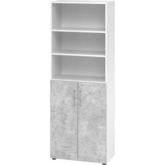 mcbuero. de Schrank 6OH /3OH Türen BxTxH 80x42x215,6cm Griff BS Weiß/Be